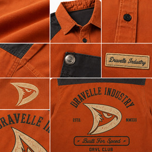 Chemise de travail ample en sergé de coton pour homme, style mécanicien, personnalisée Y2K, coupe carrée, boutonnée, avec broderie et patch graphique au dos, streetwear - Product Image 6