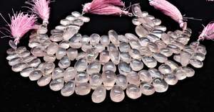 Cuentas de Cuarzo Rosa AAA Lisas en Forma de Pera Briolette 7x10-9x13 MM, Cuentas Sueltas de Cuarzo Rosa de 8 Pulgadas para Joyería - Product Image 4