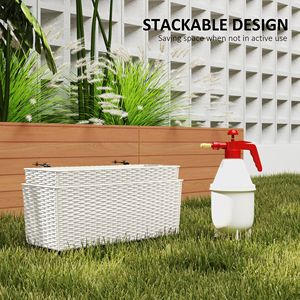 Set di 2 Vasi da Fiori da 20 Pollici per Ringhiera, Effetto Rattan Bianco, Cesti Sospesi con Fori di Drenaggio e Ganci per Recinzione - Product Image 5