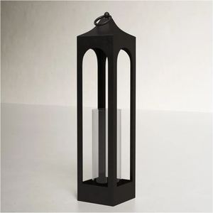 Portavelas de metal negro para mesa de exterior, moderno, hecho en India, para decoración del hogar, hotel, restaurante, boda, oficina. - Product Image 3