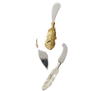 Decorative Leaf Handle Cheese Spreaders Stainless Steel Blades <b>Unique</b> Design Ideal for Serving Gifting and Entertaining - Product Image 1