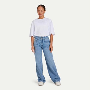 Venta Directa de Fábrica OEM, Jeans de Mezclilla para Mujer, Cintura Alta, Corte Recto y Holgado, Pantalones Vaqueros Holgados para Damas - Product Image 3