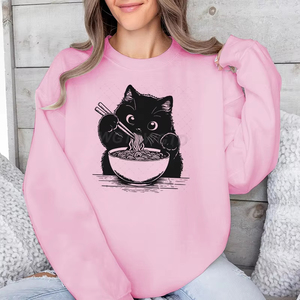 Sudaderas con Capucha para Mujer, Nueva Calidad, Diseño Kawaii de Gato Comiendo Ramen, Sudadera de Moda Casual Japonesa - Product Image 4
