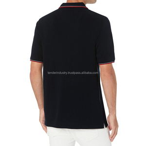 Camiseta de Cuello Alto para Hombre, Manga Corta, Antiarrugas, Algodón Suave, Diseño Sólido, Tejido de Punto, Color y Logotipo Personalizables - Product Image 3