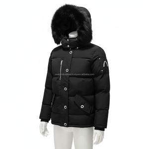 Blouson matelassé pour homme noir enduit, respirant, imperméable, rembourré en polyester, avec capuche, col montant, fermeture frontale unie, coupe-vent, hiver, décontracté - Product Image 2