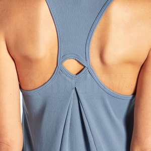 Hot Sale Women Breathable Casual Solid Tank <b>Top</b> Customized Front Logo Cotton / Polyester For Gym Wear - Product Image 4