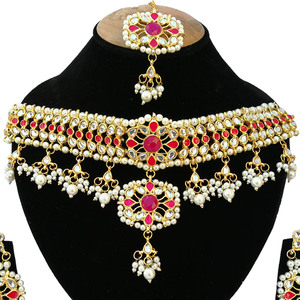 Parure de bijoux classique Bollywood, style designer, en cuivre Kundan, collier ras-du-cou et boucles d'oreilles, plaqué argent, zircon, pour mariage, fiançailles, fête - Product Image 2