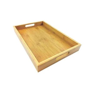 Plateau de service en bois rectangulaire, design minimaliste, plateau en bois massif, vaisselle de cuisine - Product Image 1