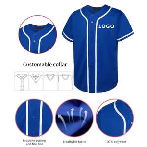 Camiseta de Béisbol de Manga Corta, Color Sólido, Cierre de Botones, Transpirable, Poliéster, Corte Regular, Unisex para Adultos, Secado Rápido, Personalizable, Deportiva - Product Image 2