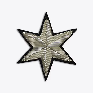 <b>Star</b> Shape Embroidered Badge Sew-On Bullion Embroidered Style <b>Fabric</b> Patch Customized Garment Applique - Product Image 1