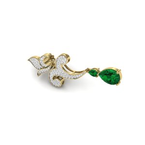 Pendientes de Lujo con Diseño Floral Chapados en Oro con Piedras Verdes en Corte Pera y Engaste de Bisel con Circonitas Cúbicas para Joyería de Fiesta de Boda para Mujer - Product Image 4