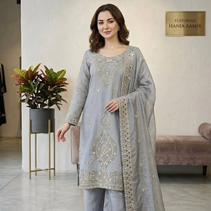 Buy In Bulk Grey Pakistani Dresses Breathable Material & Elegant Embroidery  | Alibaba.com