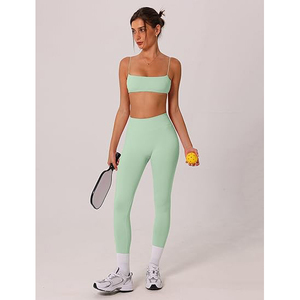 Ensemble de yoga color block pour femme, effet ombré, tissu Space Dye, soutien-gorge de sport, leggings taille haute, tissu nylon spandex - Product Image 6