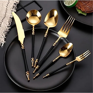 Juego de Cubiertos de Acero Inoxidable al por Mayor, 24 Piezas, con Mango Acanalado, Aptos para Lavavajillas, Vajilla para Regalo de Boda - Product Image 4