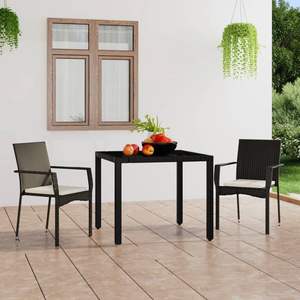 Ensemble de 2 chaises de jardin en polyrotin noir avec structure en acier thermolaqué, durables et élégantes - Product Image 1