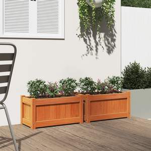 2 pezzi di cera marrone in legno massello di pino eleganti fioriere da giardino fioriere e fioriere - Product Image 3