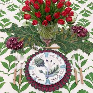 Luxury Eco-Friendly Handmade 5mm Thick Lightweight Customized Shape Non-Slip <b>Green</b> Floral Design Fabric Table <b>Runner</b> Mats Pads - Product Image 2