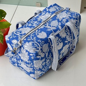 Indian handmade duffle <b>bag</b> Comfortable cotton duffle Quilted travel duffle <b>bag</b> Cotton floral weekender - Product Image 4