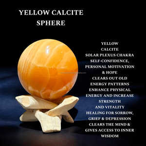 100% หินโมราธรรมชาติทรงแคลไซต์สีเหลืองทรงกลมฮวงจุ้ยแกะสลักลูกบอลอัญมณีใช้บำบัดการทำสมาธิที่บ้านด้วยความรัก - Product Image 6