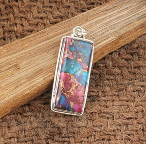 Pendentif en cuivre turquoise naturel, argent sterling 925, collier vintage unisexe fait main, style bohème - Product Image 4