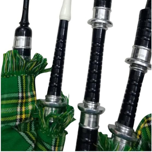 Bagpipes écossais Great Highland, tartan vert, taille standard, bois de rose, montures argentées, ensemble musical fait main - Product Image 4
