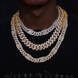 Unisex 925 Sterling Silver Moissanite Cuban Link <b>Chain</b> <b>Necklace</b> Round Brilliant Cut Geometric Hiphop Jewelry Customized Size - Product Image 1