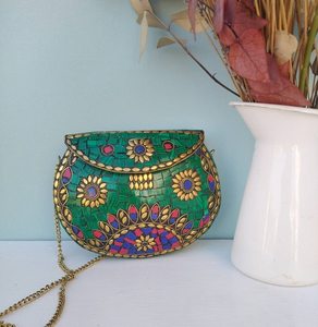 Bolsos Tote Promocionales con Bordado de Mosaico, Correa de Cadena Dorada, Colores Mixtos, Forma Personalizada, Hechos a Mano, Clásicos para Uso Diario - Product Image 4