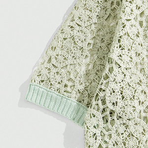 Camisas de punto de ganchillo vintage más vendidas de 2026 para hombre, con encaje floral, manga corta, abotonadas, transpirables, informales de verano para la playa - Product Image 4