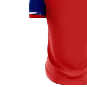 เสื้อยืดคอกลมแขนสั้นสีแดงสำหรับผู้ชาย ผ้าถัก สีพื้น ลำลอง ทรงปกติ - Product Image 5