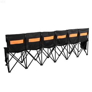 Portable Folding 6-Seat Soccer Bench with Multiple <b>Storage</b> Pockets Lightweight <b>Camping</b> Furniture with Carrying Bag - Product Image 5