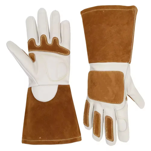 Guantes de Soldadura TIG al por Mayor, Transpirables, Ecológicos, de Manga Larga, con Puño Ajustable, de Cuero de Cabra y Vacuno de Primera Calidad, Duraderos y Seguros - Product Image 1