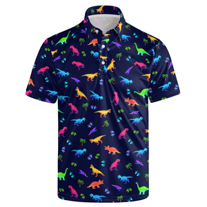 Camisa Polo Básica con Botones y Cuello Solapa, Estampado Completo, Corte Ajustado Retro, Camisas Polo con Estampado 3D, Camisa Polo Informal de Verano de Poliéster Personalizada - Product Image 2