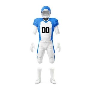 Conjunto de Pantalones y Camiseta de Fútbol Americano Personalizados, Azul y Blanco, Sublimados, Transpirables, Ajustados, Uniformes para Hombre Adulto, Todas las Temporadas, 100% - Product Image 4