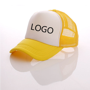 Custom Trucker <b>Hat</b> Mesh Fabric Yellow White Contrast Color Logo Front Panel Unisex Adjustable Snapback Casual Spring <b>Summer</b> - Product Image 1
