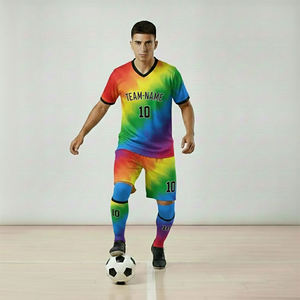 Ensemble d'uniformes de football unisexe pour adultes avec nom d'équipe personnalisé appliqué, manches courtes, séchage rapide, respirant, vêtements d'entraînement d'équipe - Product Image 1