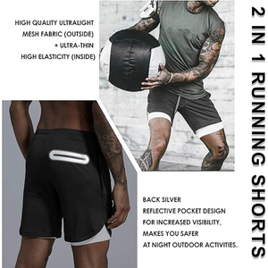 <b>Men</b> 2 In 1 Gym <b>Shorts</b> <b>Compression</b> Liner Running Workout <b>Shorts</b> Quick Dry Fitness <b>Shorts</b> With Phone Pocket OEM Bulk - Product Image 4