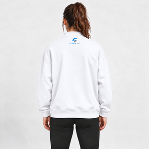 Sweat-shirt en molleton blanc personnalisé pour femme, col montant, manches longues, tricoté uni, respirant, 100 % coton, coupe-vent, écologique - Product Image 3