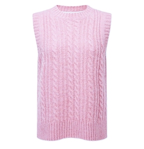 เสื้อกั๊กถักไหมพรมคอกลมแขนกุดสำหรับผู้หญิงไซส์ใหญ่ สีพื้น ถักมือ สวมใส่สบายๆ ในฤดูใบไม้ร่วง คุณภาพสูง - Product Image 3