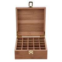 Boîte de rangement en bois artisanale à compartiments, organisateur polyvalent avec couvercle et loquet métallique, marron rustique, logo personnalisé pour entreprise