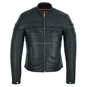 Veste de moto en cuir sur mesure pour hommes Veste de moto en cuir PU ou en cuir de vachette véritable résistante de style motard noir Vestes pour hommes de grande taille - Product Image 6