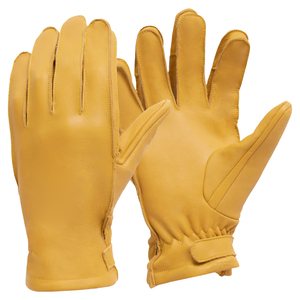 Gants de moto unisexes en cuir jaune et polyuréthane, à doigts entiers, respirants, compatibles écran tactile, doux, confortables, flexibles, avec fermeture auto-agrippante - Product Image 5