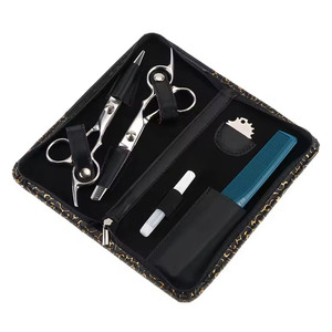 Barber Kit Scissor <b>Set</b> with <b>Razors</b> Black Beauty Saloon Kit Use Barber Thinner Hair Cutting Scissors for Adults Whole Sale Price - Product Image 2