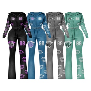 2026 New Arrival Winter Vintage Custom Logo Embroidered Lace Pullover Cropped Hoodie <b>Women</b> 2 Piece <b>Shorts</b> Set High Quality - Product Image 1