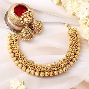 Parure de bijoux plaqué or en alliage de zinc pour mariage, avec collier, boucles d'oreilles et coiffe, design géométrique en zircon vert, classique, certifiée par une tierce partie, pour femme - Product Image 1
