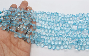 Perles de pierres précieuses en topaze bleue ciel facettées en forme de poire de 7-8 mm de Lakshya Enterprises, pierre naturelle, évaluation tierce, prix de gros - Product Image 3