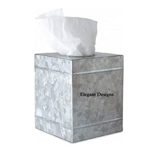 Caja de pañuelos de Metal hecha a mano con forma cuadrada Vintage, servilletero colgante para mesa decorativa para oficina en casa directa - Product Image 1