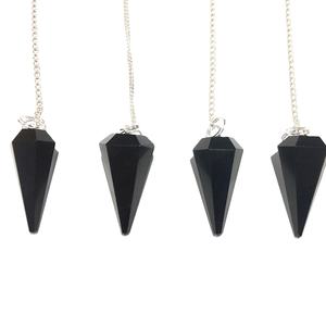 Vente chaude Naturel Noir Obsidienne Pendules Sculpté Cristal Gemme pour Reiki Guérison Radiesthésie Énergie Divine Décoration de La Maison - Product Image 1