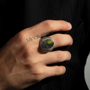 Premium Raw Moldavite Gemstone <b>Ring</b> | 925 Sterling Silver Men's <b>Ring</b> | Certified Natural <b>Crystal</b> Boho Statement Jewelry | 2026 - Product Image 4