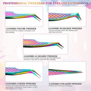 Pinzas para pestañas de acero inoxidable de primera calidad con forma de bota con punta de fibra Plasma Arco Iris recubierto de color Fabricación personalizada - Product Image 3