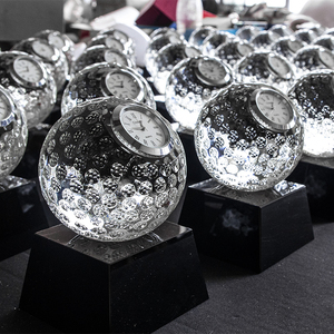Wholesale <strong>Golf</strong> Accessories 80MM Crystal Glass <strong>Golf</strong> <strong>Balls</strong> Clock Trophy Awards with Black Crystal Base Funny <strong>Golf</strong> Gift Set Box - Product Image 4